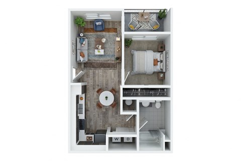 Floor plan for 1 bed, 1 bath, 555 sqft